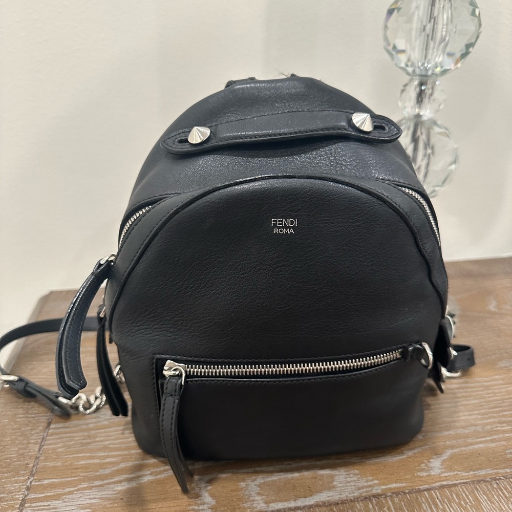 Beautiful Authentic black Fendi leather backpack